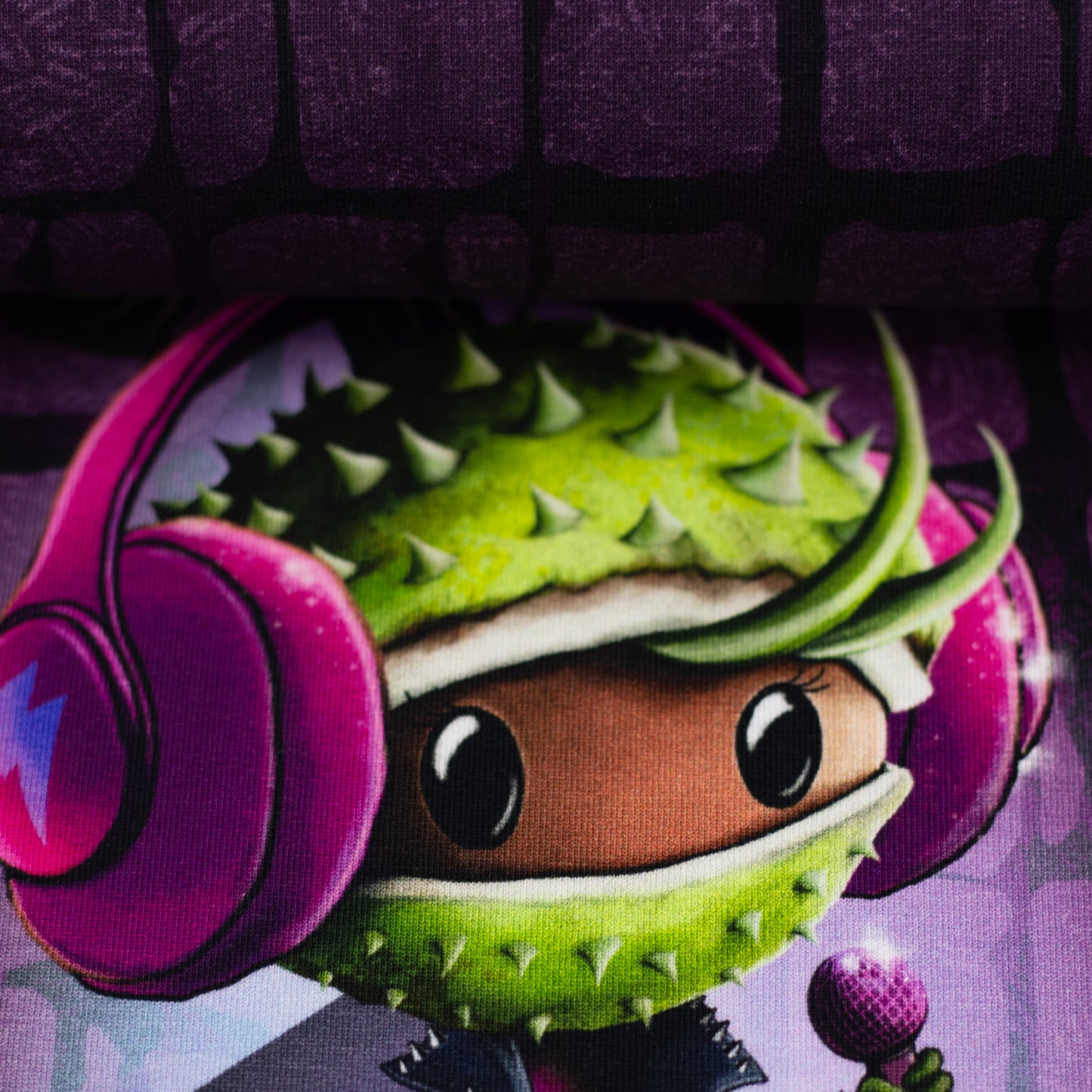 New Euro French Terry Chestnut Friends Be a Star Panel, Plum