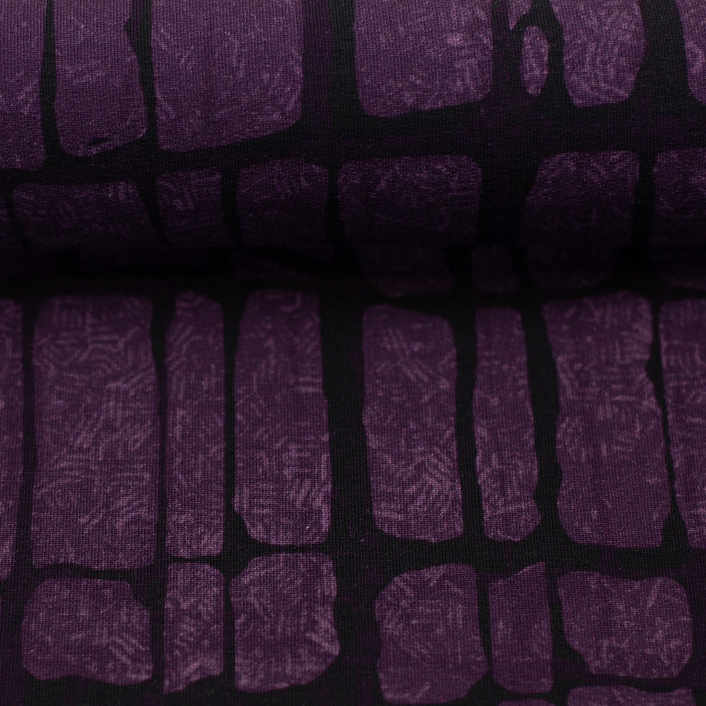 New Euro French Terry Chestnut Friends Graphical Design, Plum