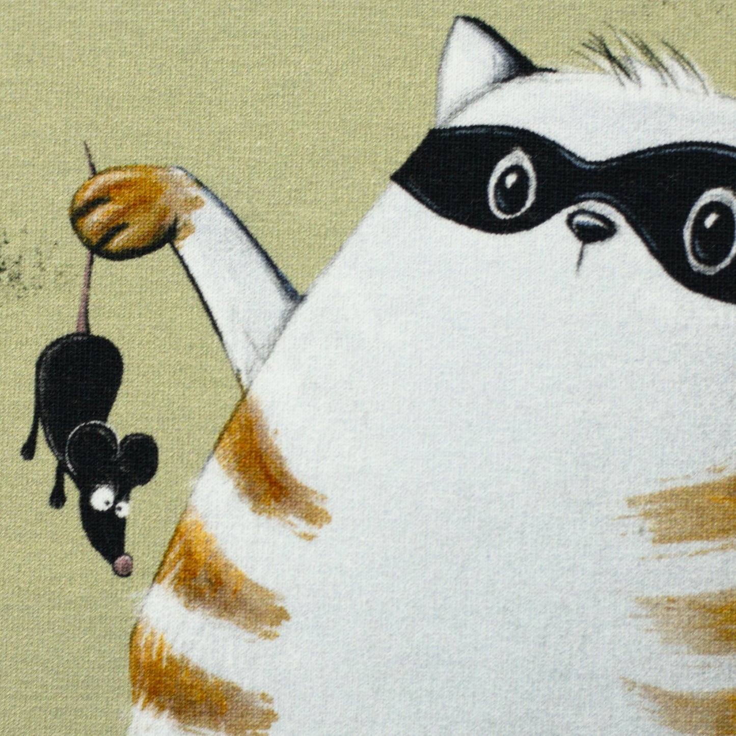 New Euro French Terry Any Questions Cat Panel, Reed Green