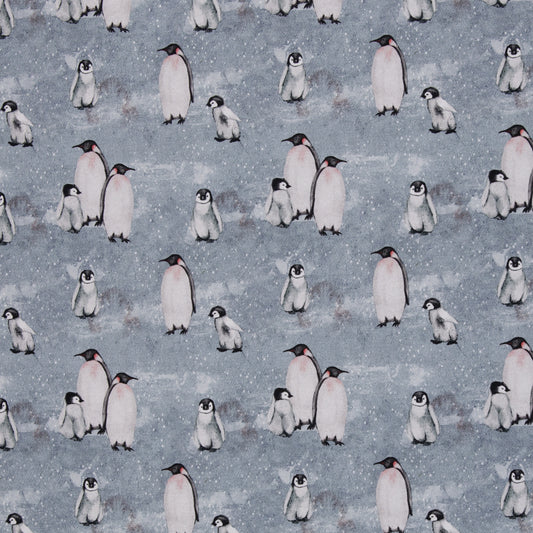 New Euro Brushed Jogging- Nordic Penguins, Light Blue