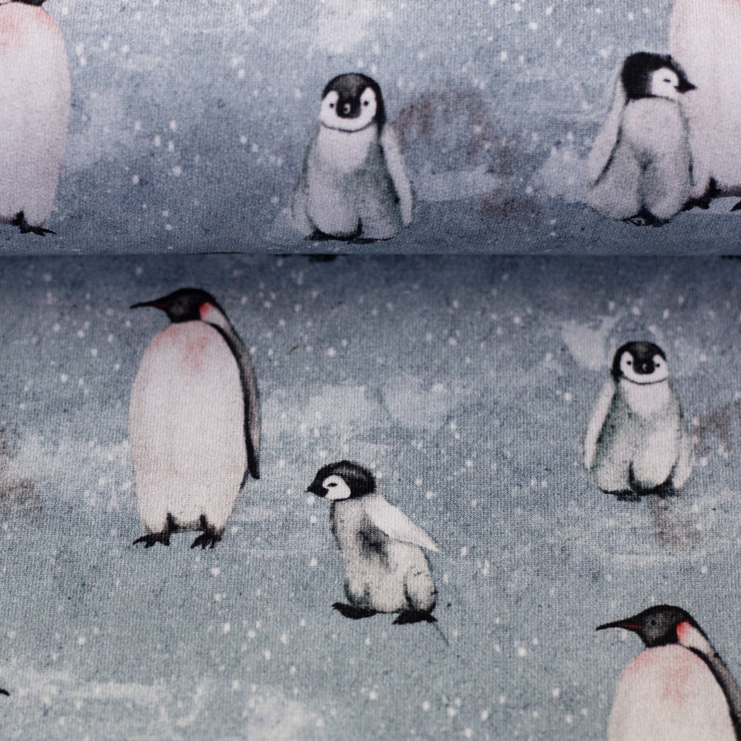 New Euro Brushed Jogging- Nordic Penguins, Light Blue