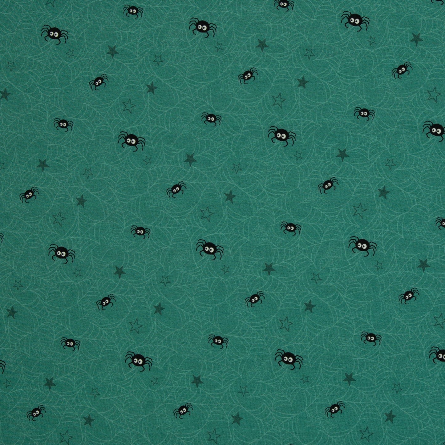 Pre order Euro Cotton Jersey Bruce & Friends by Mrs Mint Design, Spiders, emerald