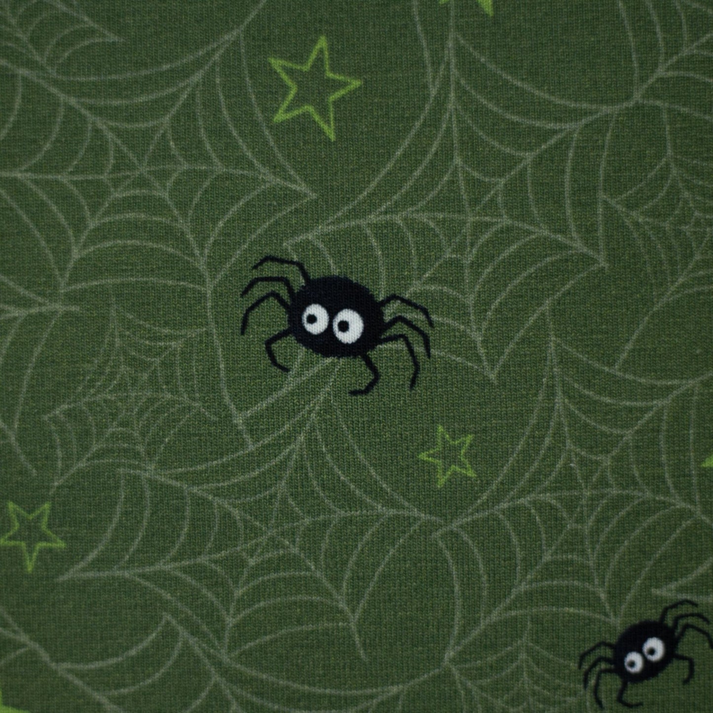 Pre order Euro Cotton Jersey Bruce & Friends by Mrs Mint Design, Spiders, khaki