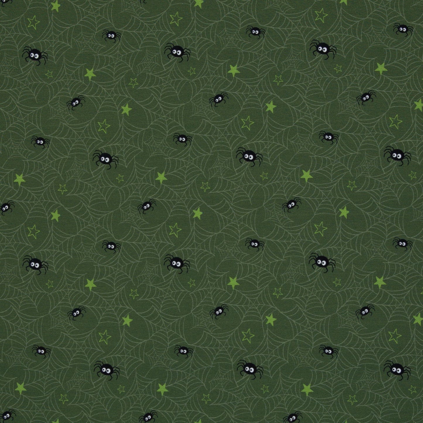 Pre order Euro Cotton Jersey Bruce & Friends by Mrs Mint Design, Spiders, khaki