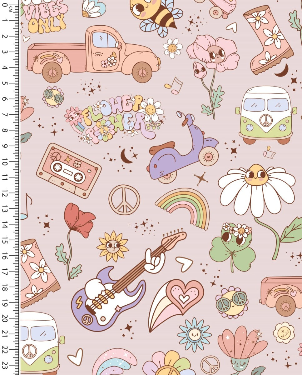 New Euro Cotton Jersey Flower Power -Rose