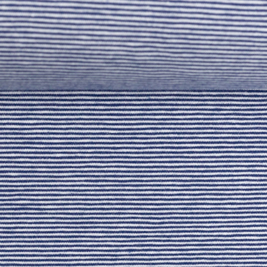 Pre order Euro Cotton Jersey Bella- Stripes - 1 mm, dark blue/white