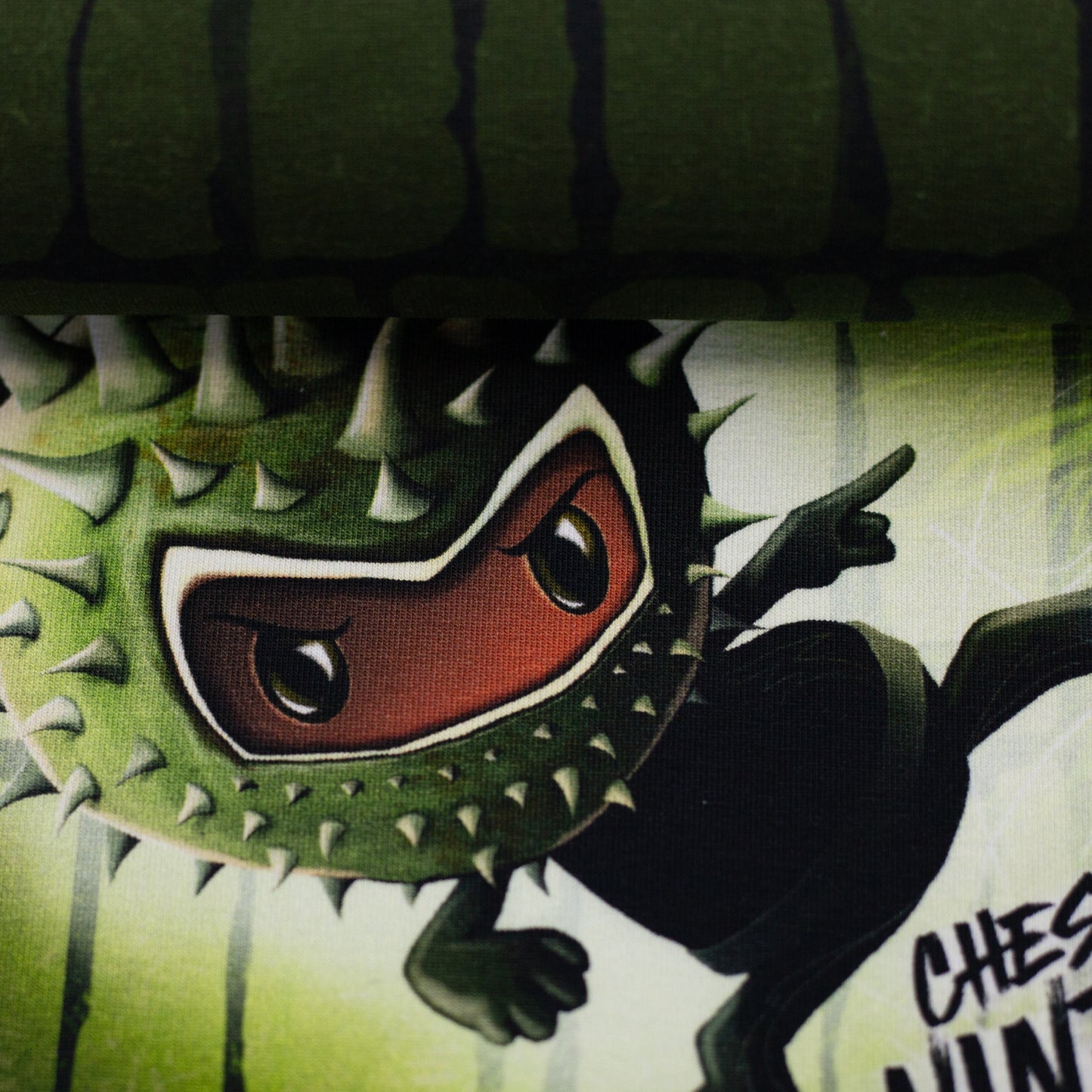 New Euro French Terry Chestnut Friends Ninja Panel, Khaki