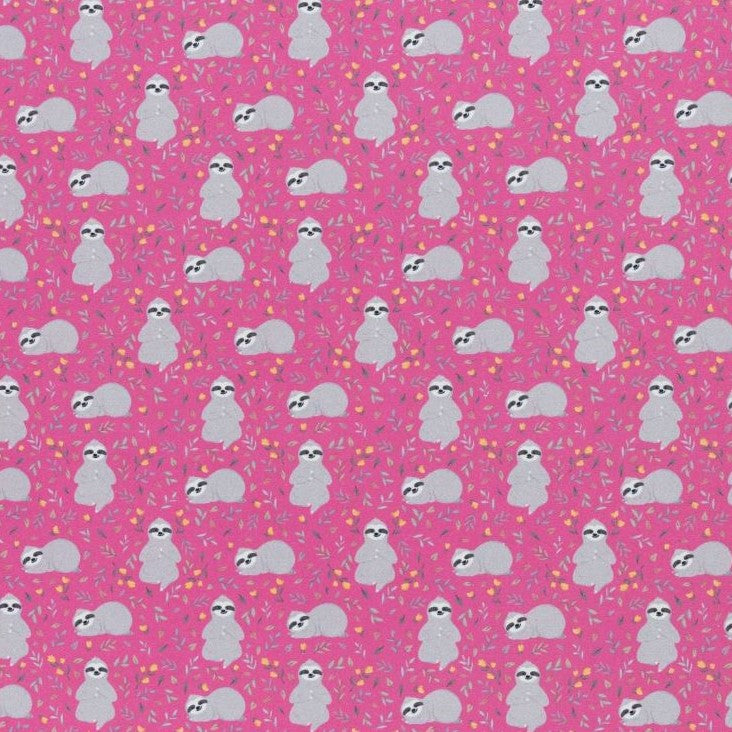 Euro Quilting - Sloths, Pink