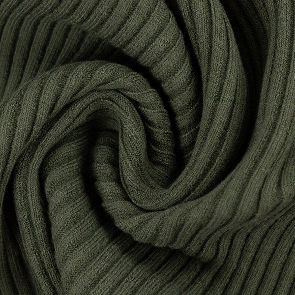 Euro Ribbed, Wide - Solid, Mossy